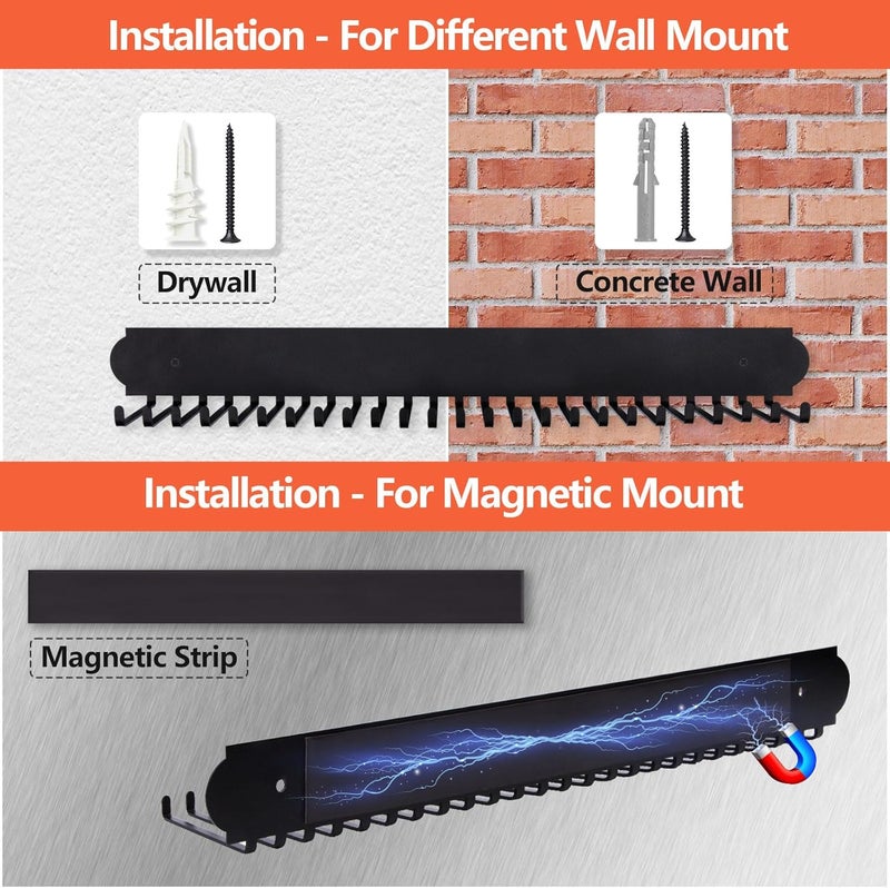 FIPUTE Can Cooler Sleeves Holder Magnetic for Fridge/Wall Mounted, 25 Hooks Metal Beer Can Sleeves Storage Organizer and Dispenser, Gifts for Men Dad, Home Bars (1PACK -BLACK) - Image 3